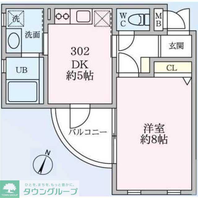 アカンサス(1DK/1階)の間取り写真