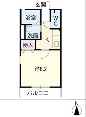 シャングリラ竹の山(1K/1階)の間取り写真