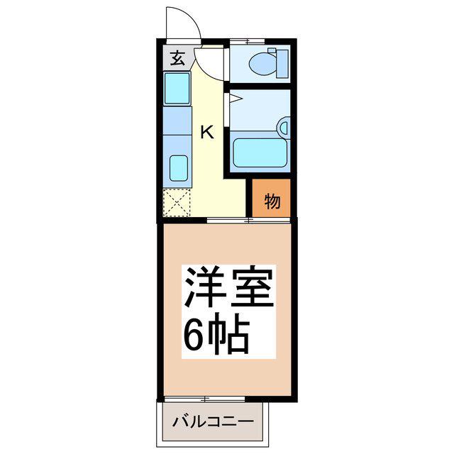 ハイツウノメ(1K/2階)の間取り写真
