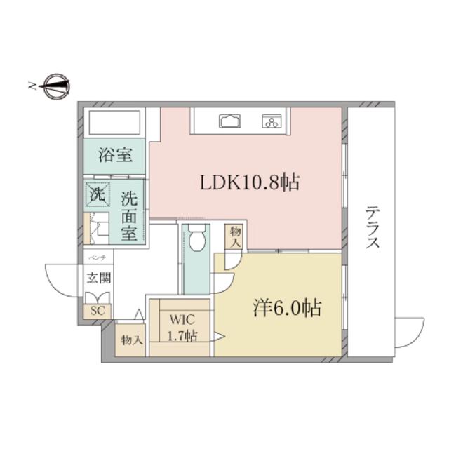 へーベルヴィレッジ新子安アーバンパークサイド(1LDK/1階)の間取り写真