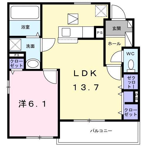 アベニール湘南(1LDK/1階)の間取り写真