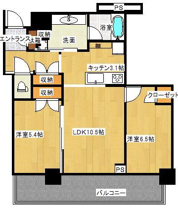 アトラスタワー小平小川(2LDK/8階)の間取り写真