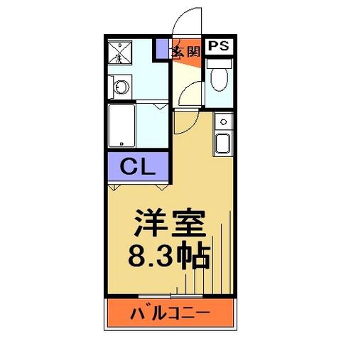 セルフィールAKAYAMA(1K/1階)の間取り写真
