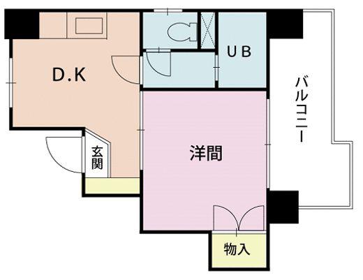シャトール北浦和(1DK/6階)の間取り写真