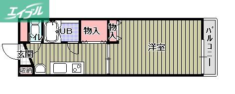 センチュリー東中央(1K/3階)の間取り写真