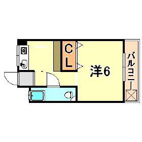 山海マンション(ワンルーム/2階)の間取り写真
