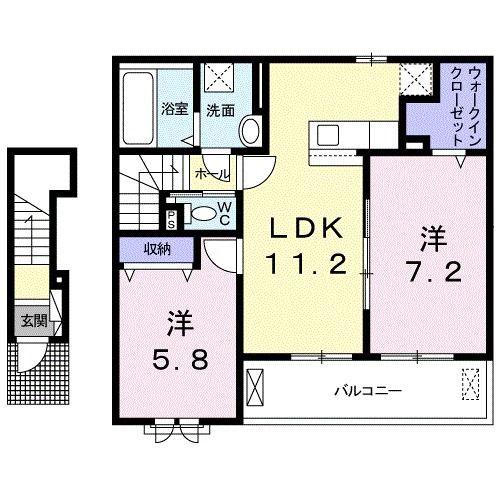 アイアゲート(2LDK/2階)の間取り写真