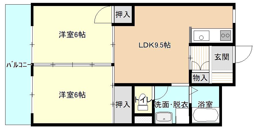 マンションコペック(2LDK/1階)の間取り写真