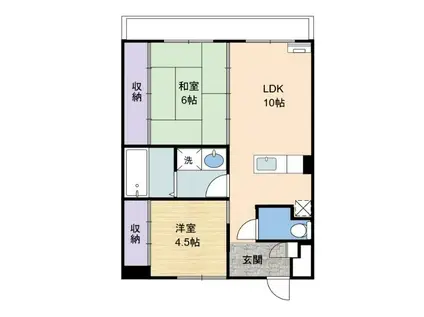 寺町プラザ(2LDK/3階)の間取り写真