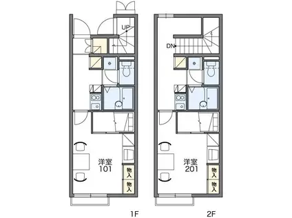 2008(1K/1階)の間取り写真