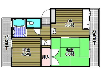 末広マンション(2DK/3階)の間取り写真