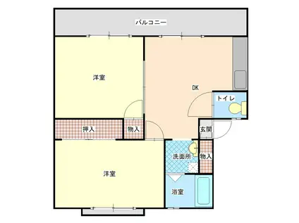 アーバン池田D棟(2DK/1階)の間取り写真
