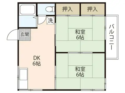 フォーブル佐川(2DK/2階)の間取り写真