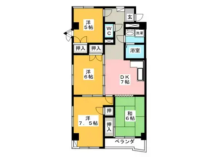 エステート23(4DK/5階)の間取り写真