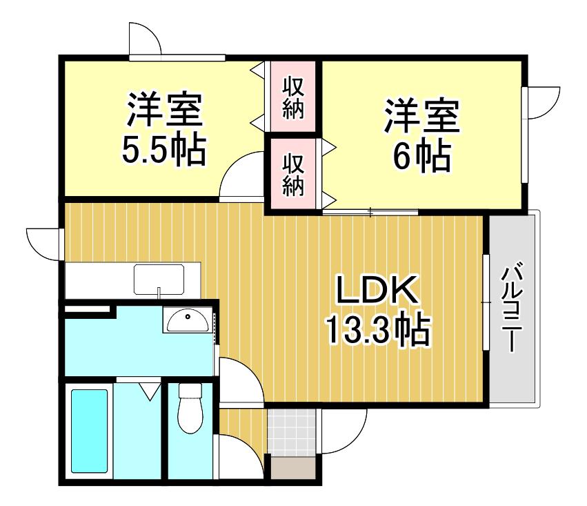 LU SUD(2LDK/2階)の間取り写真