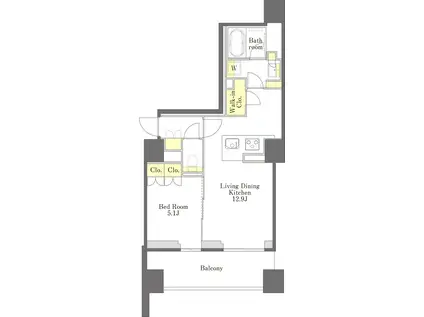 プライムメゾン江古田の杜ウエスト(1LDK/6階)の間取り写真