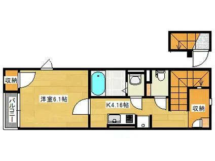 レオネクストHONMACHI(1K/2階)の間取り写真