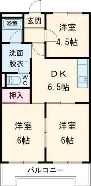 シルキーハイツ(3DK/1階)の間取り写真