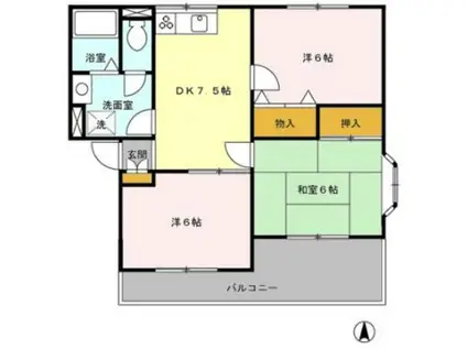 ヴァンベール東川口III(3DK/2階)の間取り写真