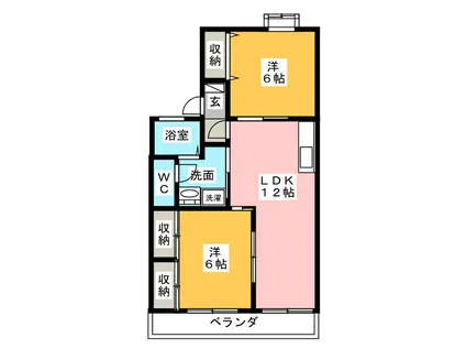 パークサイド・シード(2LDK/2階)の間取り写真