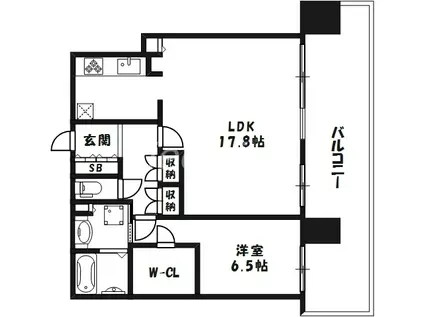 ヴィークタワーOSAKA(1LDK/14階)の間取り写真