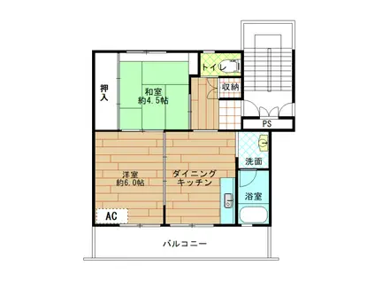 ビレッジハウス好間1号棟302(2DK/3階)の間取り写真