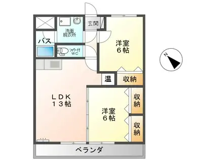 サンライン東部(2LDK/2階)の間取り写真
