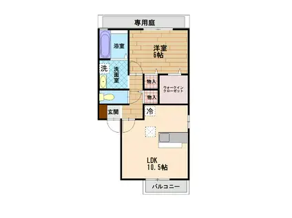 コーポK(1LDK/1階)の間取り写真