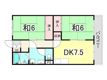 グランコート武庫之荘(2LDK/3階)の間取り写真