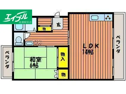 フジノマンション(1LDK/3階)の間取り写真