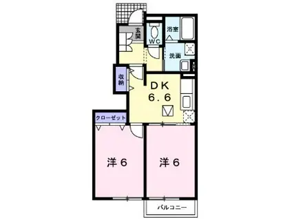 ベルメゾンA(2DK/1階)の間取り写真