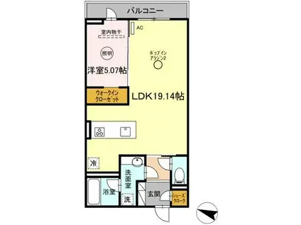 ラ・カーサ・フェリーチェ(1LDK/2階)の間取り写真