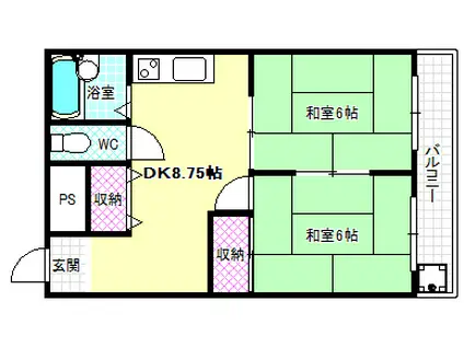 藤井寺プラザ(2DK/3階)の間取り写真