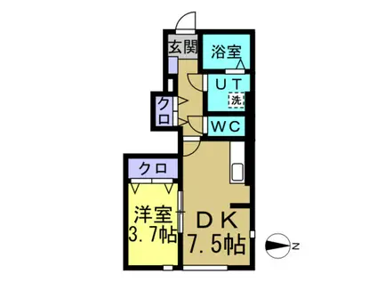 ダイヤモンドヒルズ半田上池(1DK/1階)の間取り写真
