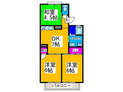 ウイングパレスI(3DK/1階)の間取り写真