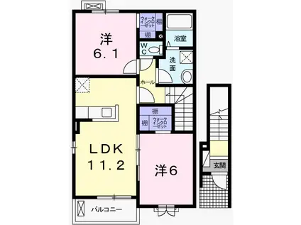 カレントコートI(2LDK/2階)の間取り写真