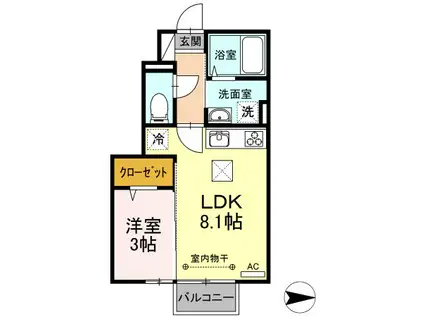 ヴィーブル(1LDK/1階)の間取り写真