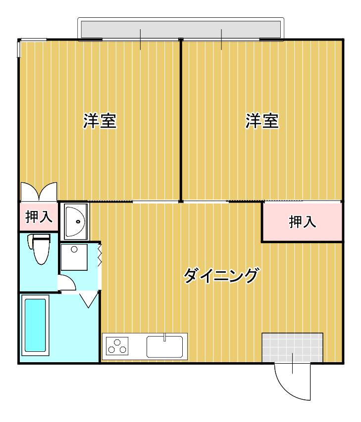 シャトー杉山(2DK/2階)の間取り写真