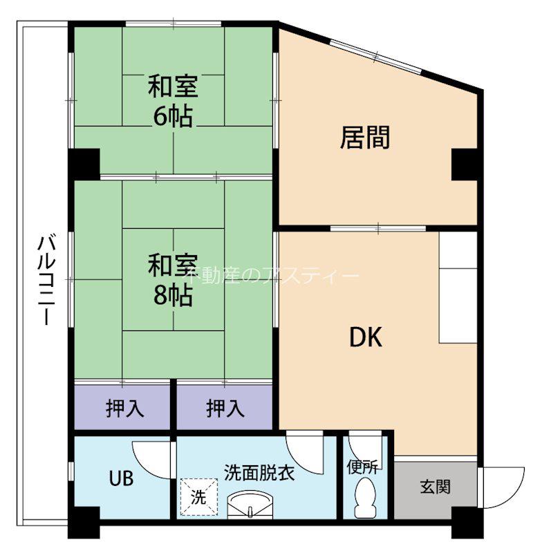 冨安ビル(3DK/2階)の間取り写真