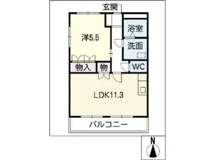 ラ・メール塩浜(1LDK/2階)の間取り写真