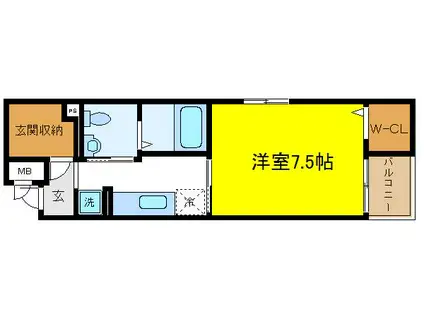 エクロール(1K/4階)の間取り写真