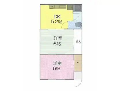 サンシャイン御幸(2DK/1階)の間取り写真
