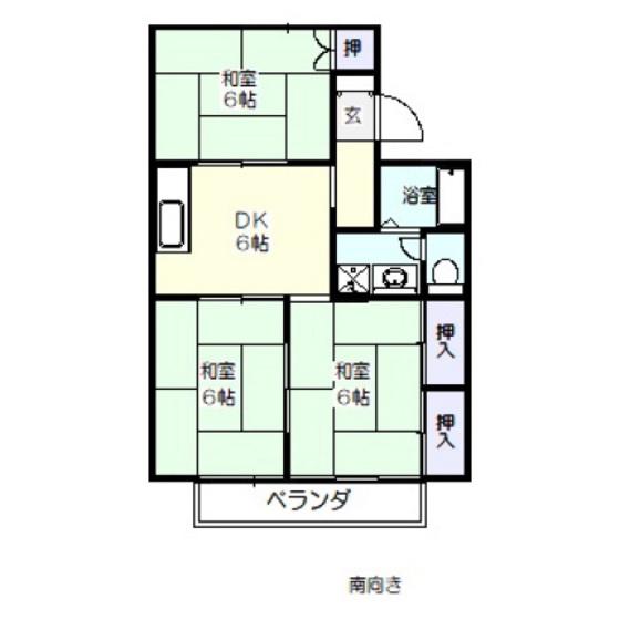 サンハウス(3DK/2階)の間取り写真