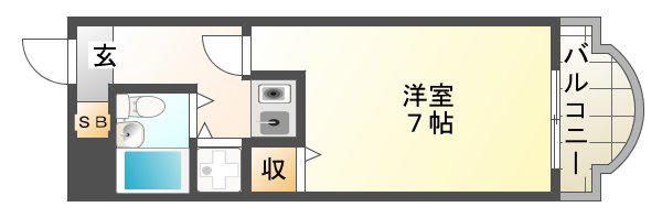 メゾンブランシェ大町(1K/3階)の間取り写真