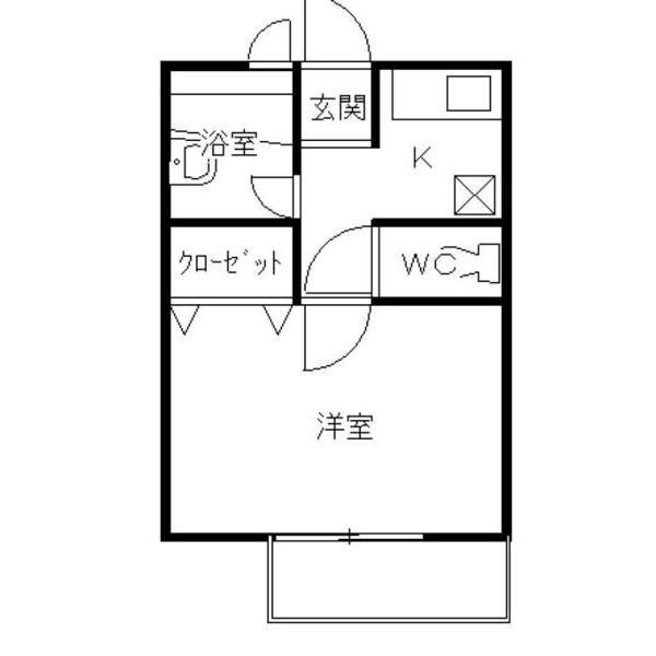 ロイヤルハイネス(1K/2階)の間取り写真