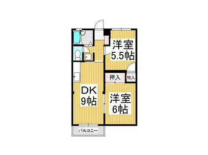 クールジャルダン ・(2DK/1階)の間取り写真