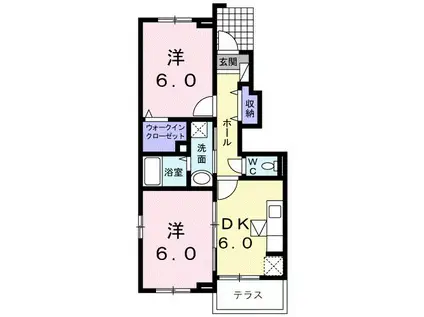サンプレーヌC(2DK/1階)の間取り写真