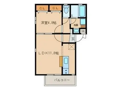 グランレーヴ浄心(1LDK/2階)の間取り写真