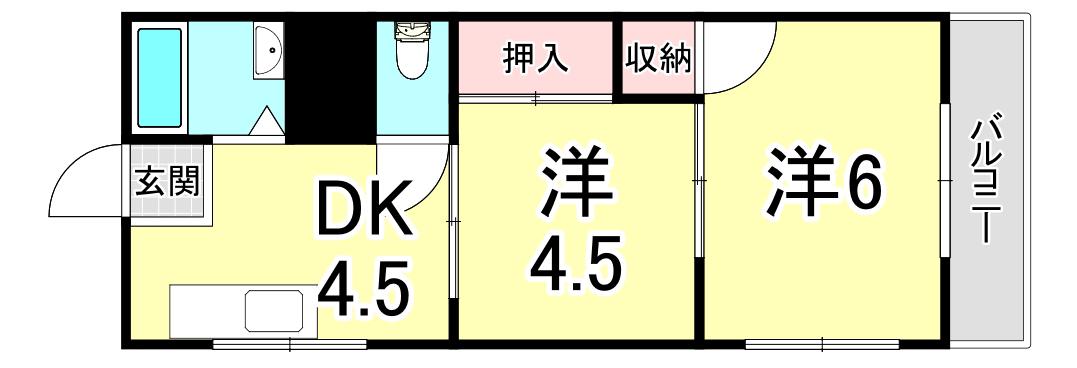 みづほハイツ(2DK/2階)の間取り写真