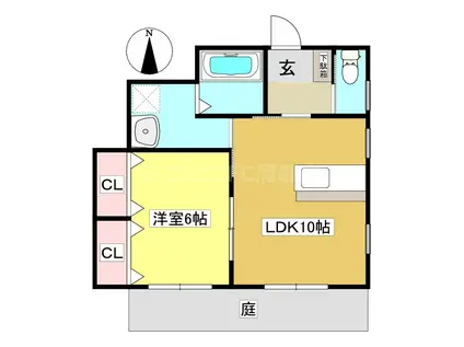 デルフィネス(1LDK/1階)の間取り写真